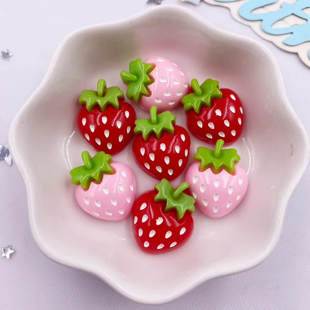 Paradise Jewelry & Watches Llc Miami - 10PCS Resin Kawaii Colorful Cartoon Strawberry