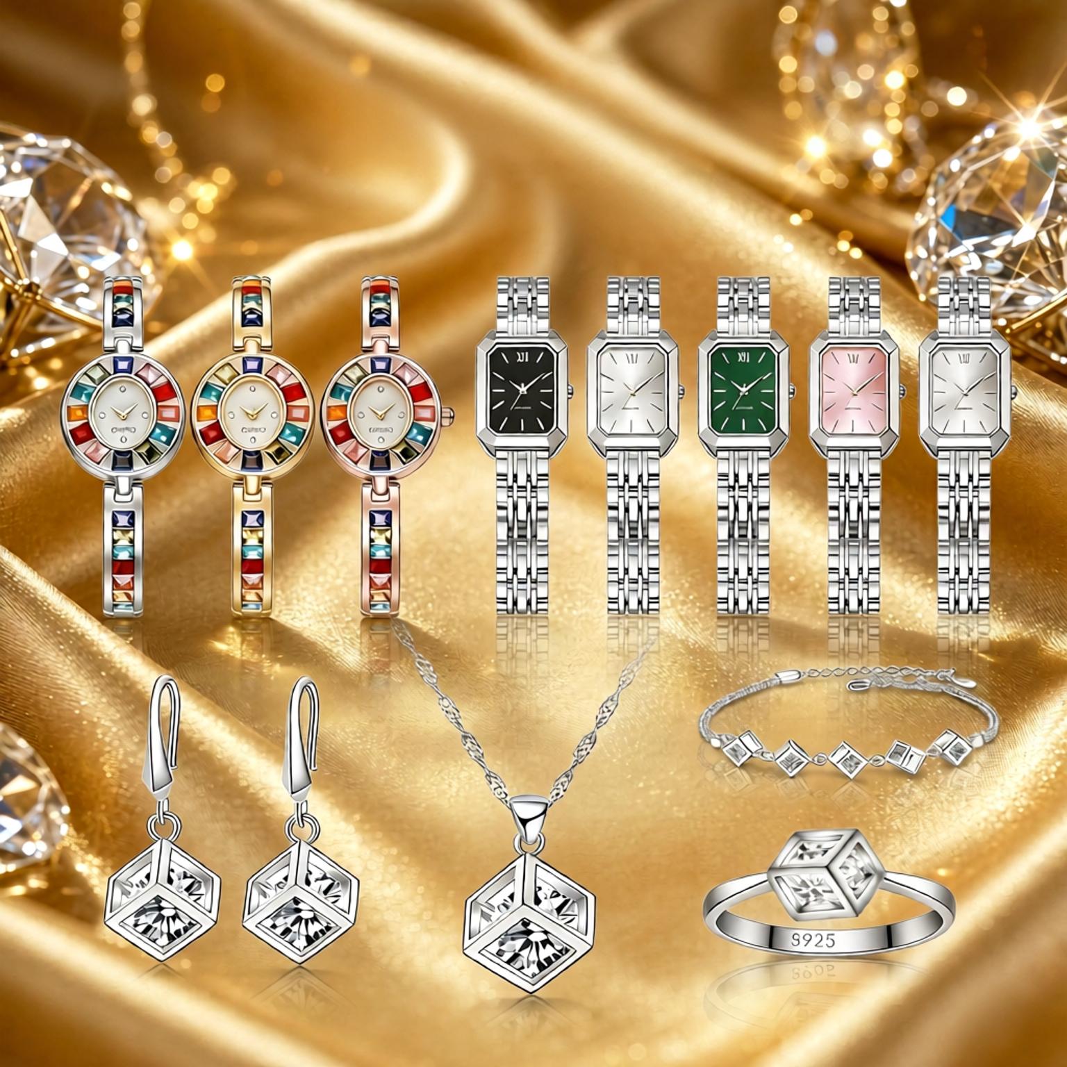 Best Jewelry Watches Women - Exquisite 925 Sterling Silver Geometry Crystal