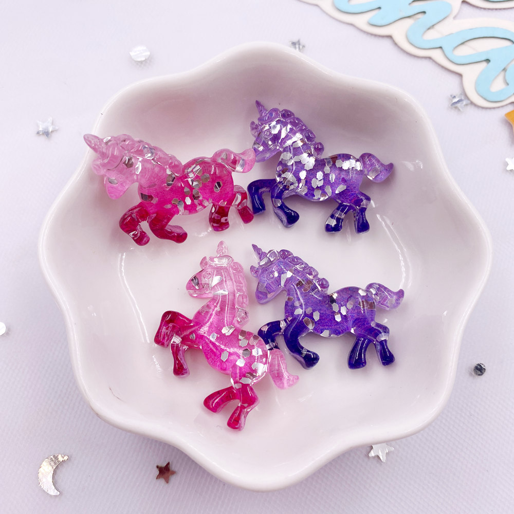 Paradise Jewelry & Watches Llc Miami - 6PCS Colorful Resin Glitter 3D Unicorn