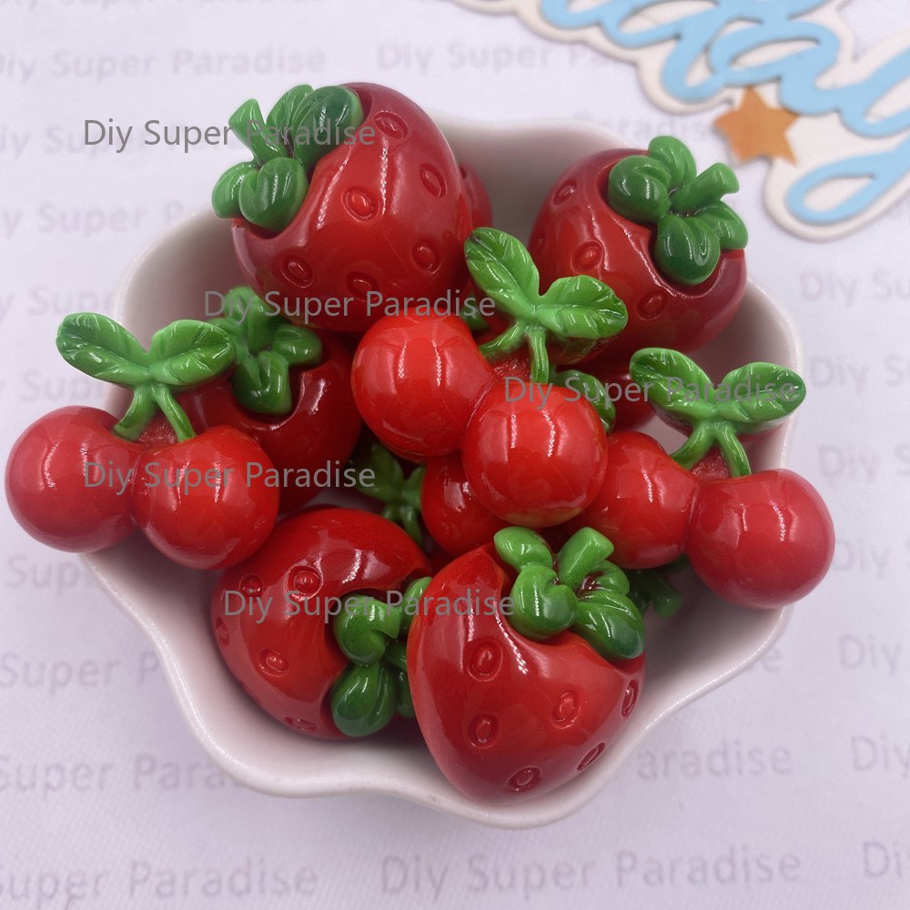 Paradise Jewelry & Watches Llc Miami - 8PCS Resin Kawaii Colorful Red Strawberry