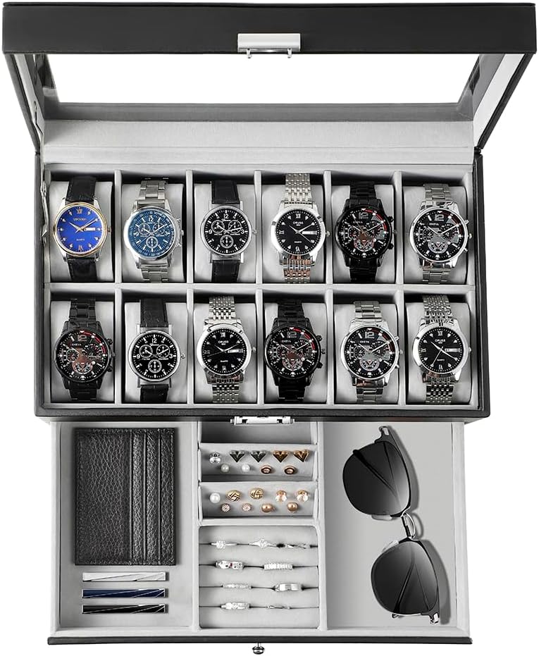 Watch Display Box - Watch Box Organizer for Men Gift,