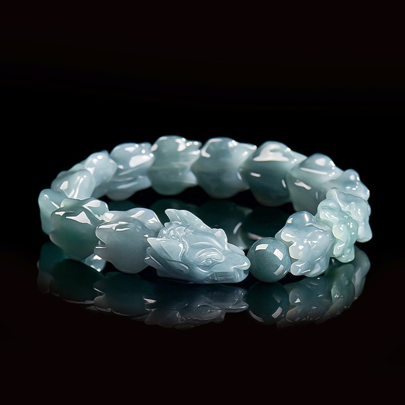 Jewelry & Watches Review - Blue Burmese Jadeite Dragon Bracelet Carved