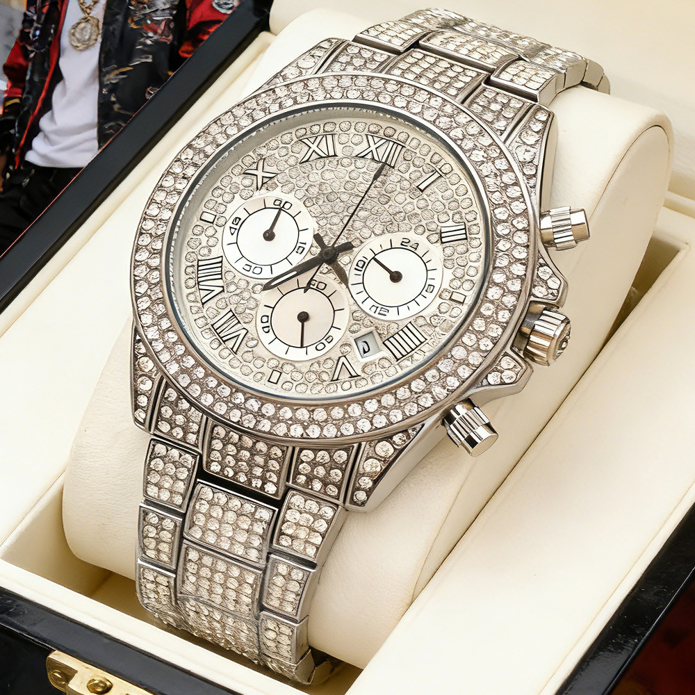 NO Logo Silver Gold Full Diamo - Jewelry Watches Brands 评论和价格
