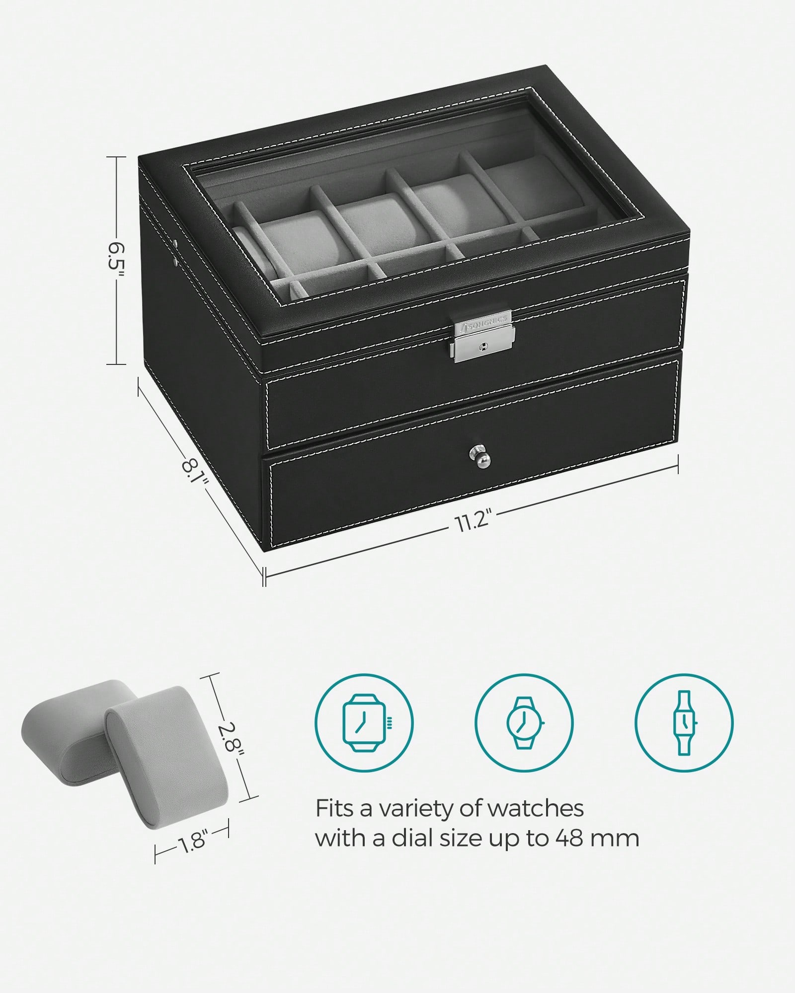 20-Slot Watch Box with Glass L - Watch Display Box 评论和价格