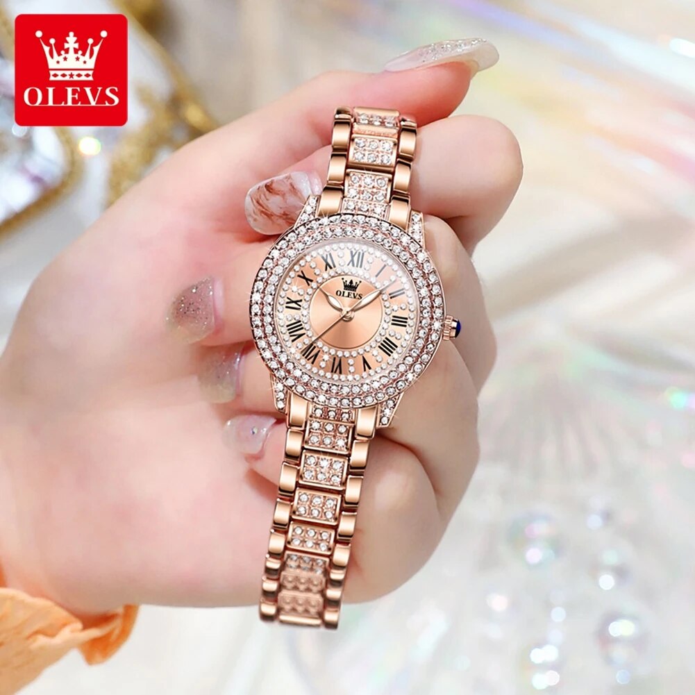 OLEVS 9943 Luxury All Diamond  - Jewelry Watches Gold 评论和价格