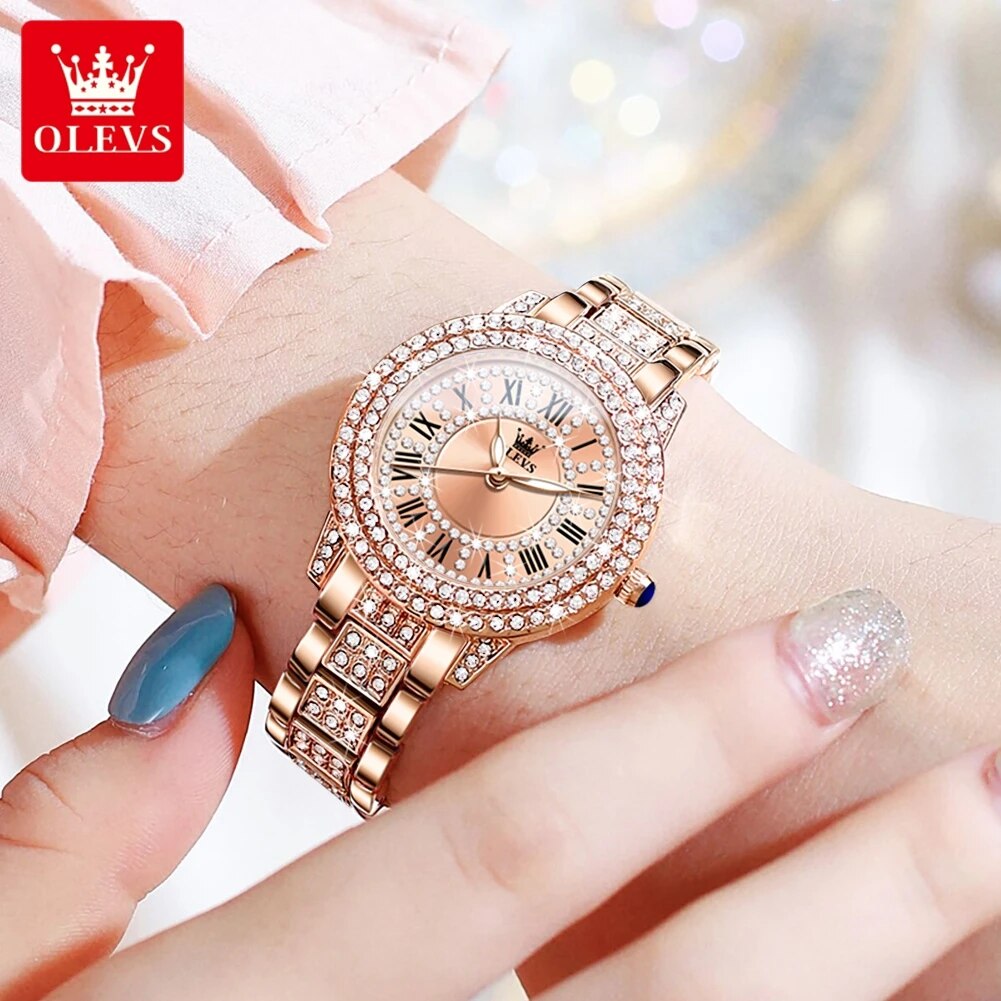 OLEVS 9943 Luxury All Diamond  - Jewelry Watches Gold 评论和价格