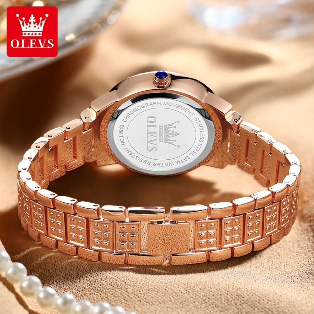 OLEVS 9943 Luxury All Diamond  - Jewelry Watches Gold 评论和价格