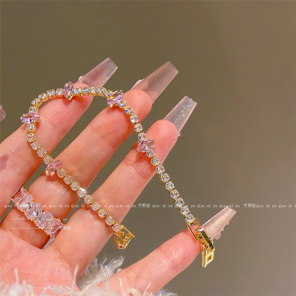 Pink Full Diamand Zircon Brace - Best Jewelry Watches Women 评论和价格