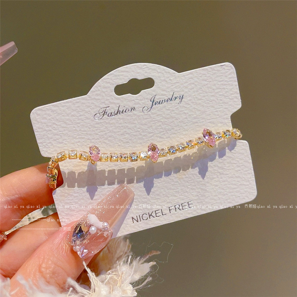 Pink Full Diamand Zircon Brace - Best Jewelry Watches Women 评论和价格