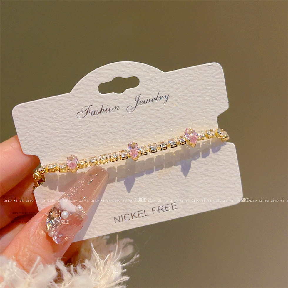 Pink Full Diamand Zircon Brace - Best Jewelry Watches Women 评论和价格