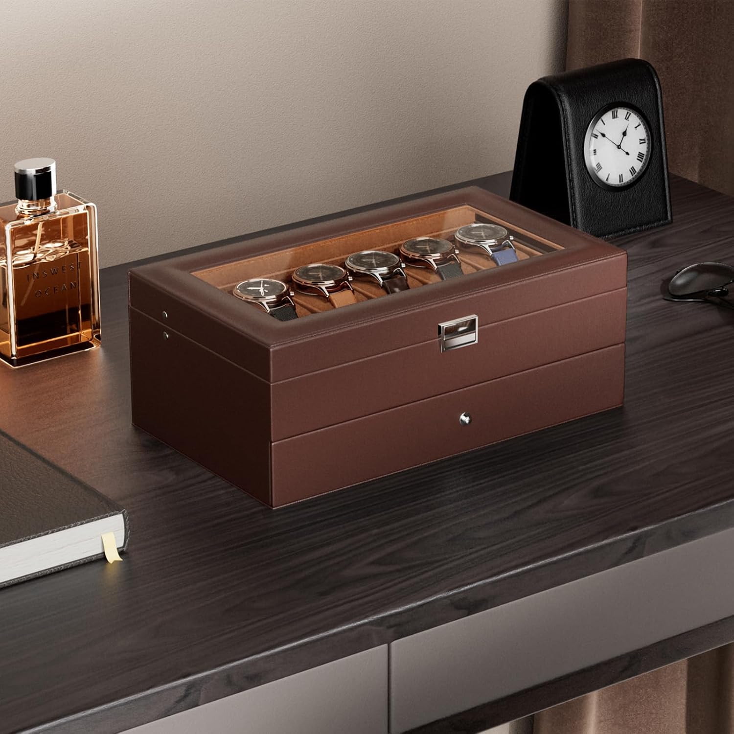 Watch Box with 12 Slots and Dr - Watch Display Box 评论和价格