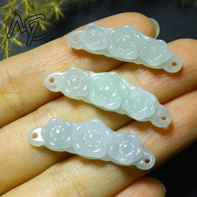 1pc Natural Jadeite Emerald Fl - Jewelry & Watches Review 评论和价格