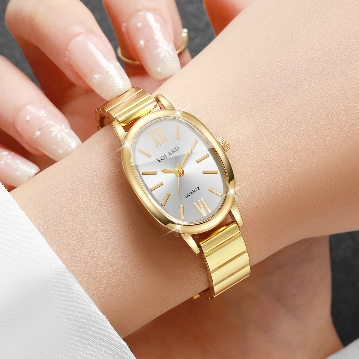 Fashion Irregular Dial Women Q - Jewelry Watches Gold 评论和价格