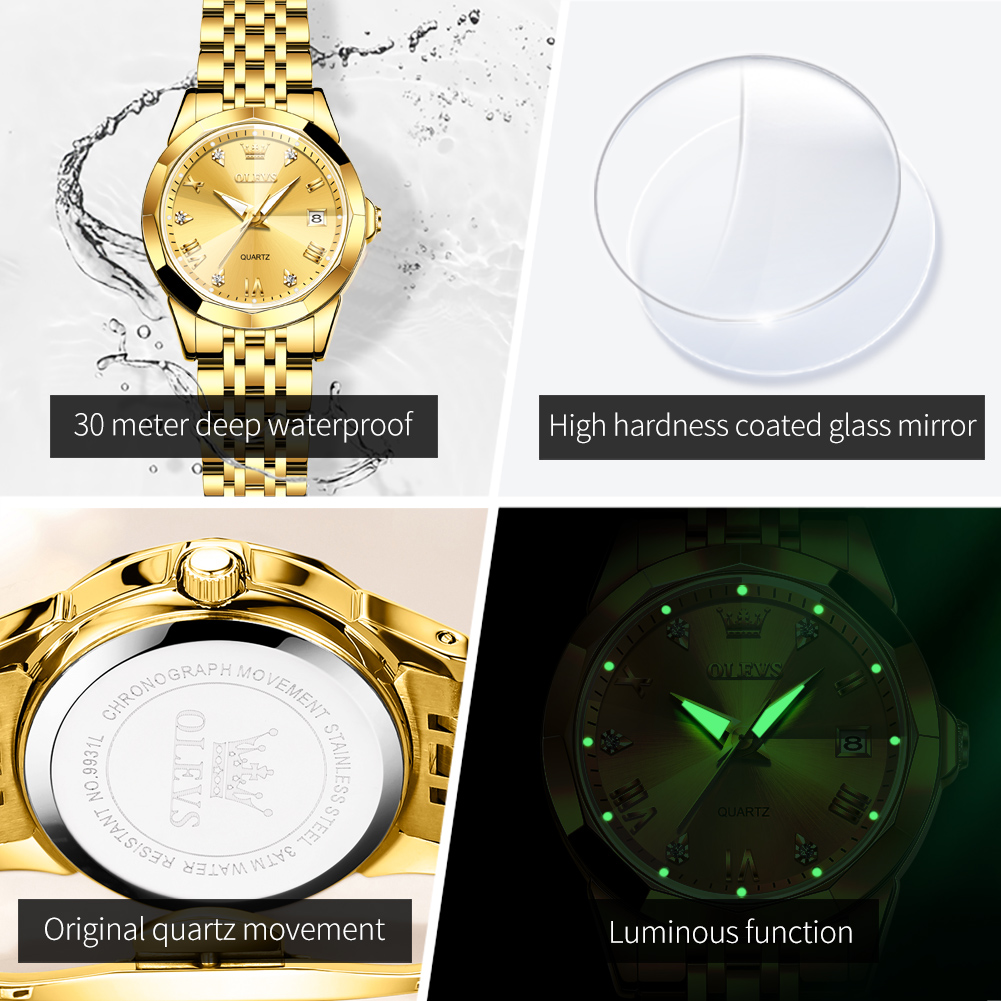 OLEVS Fashion Golden Watch for - Jewelry Watches Gold 评论和价格
