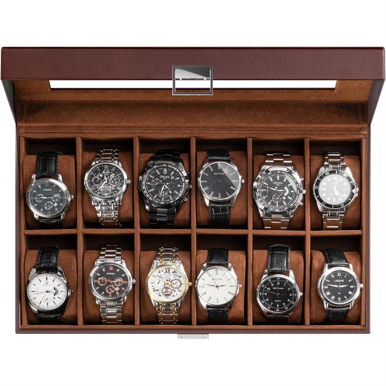 12 Slot Watch Display Case wit - Watch Display Box 评论和价格
