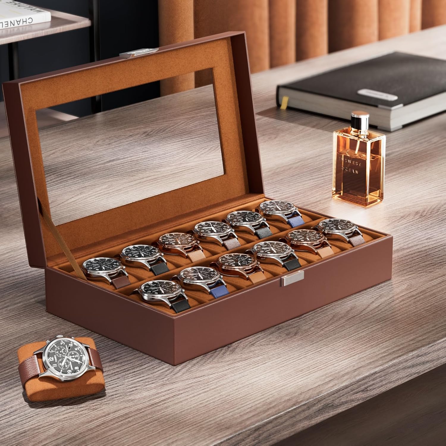 12 Slot Watch Display Case wit - Watch Display Box 评论和价格