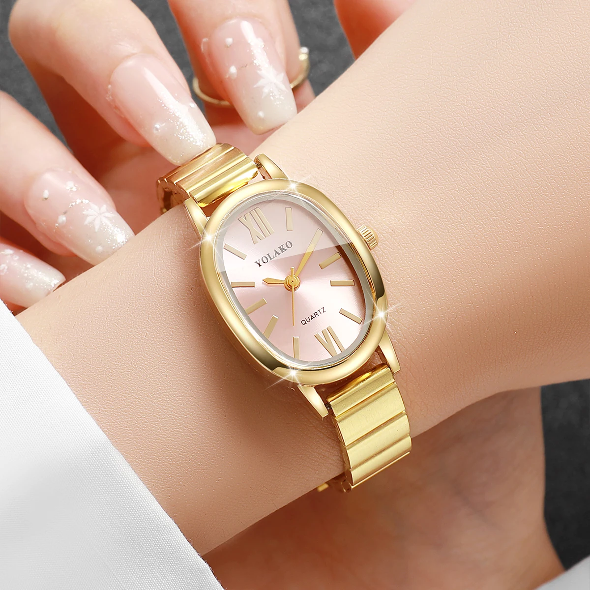 Elegant Pink Dial Women Watch  - Jewelry Watches Gold 评论和价格
