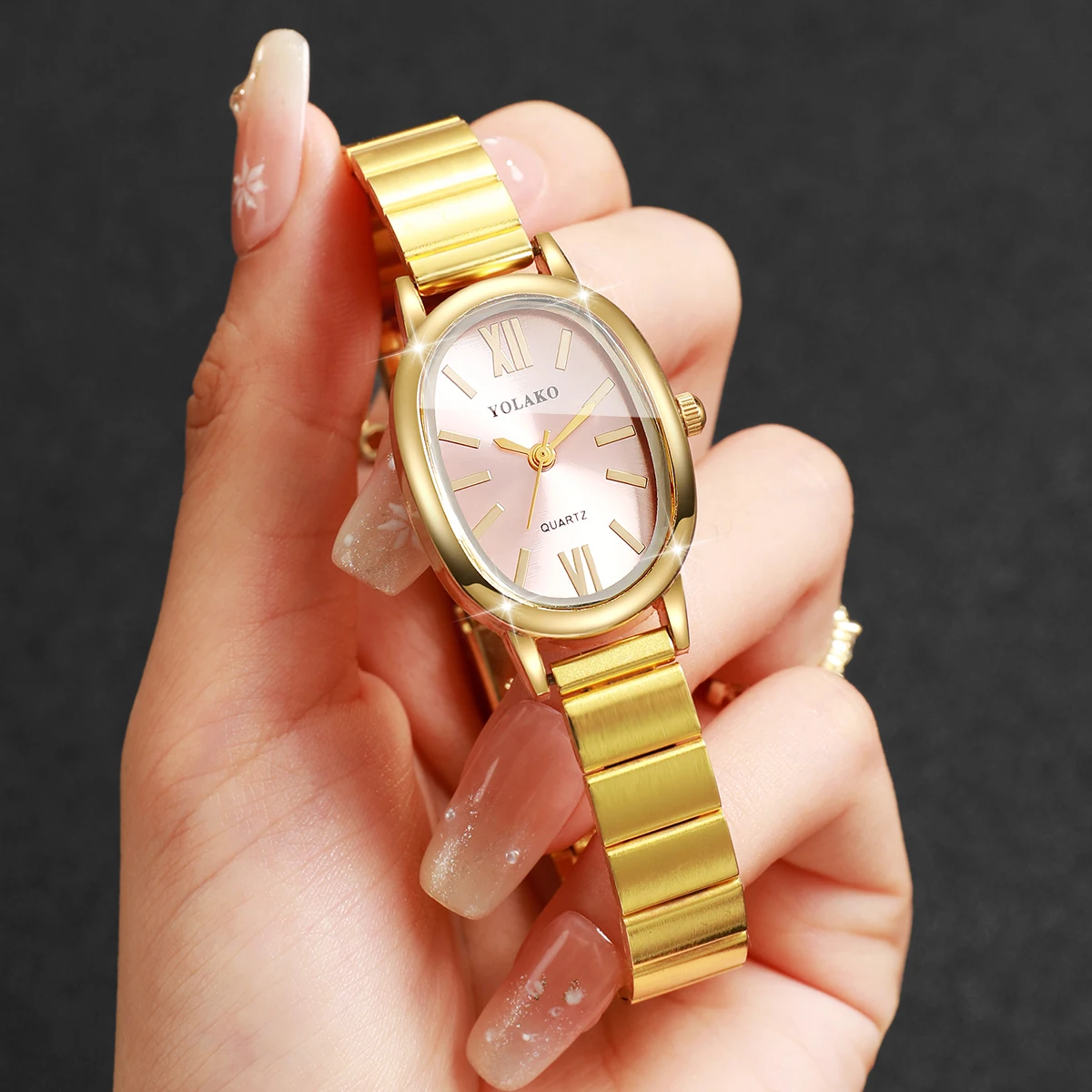 Elegant Pink Dial Women Watch  - Jewelry Watches Gold 评论和价格